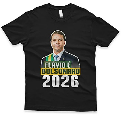 Camiseta Flávio E Bolsonaro 2026 Cor Preta