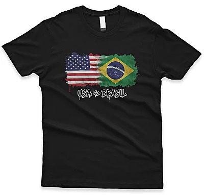 Camiseta USA Brasil Preta