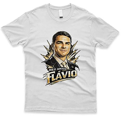 Camiseta Meu Amigo Flávio Colorido Cor Branca