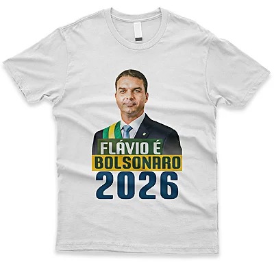 Camiseta Flávio E Bolsonaro 2026 Cor Branca
