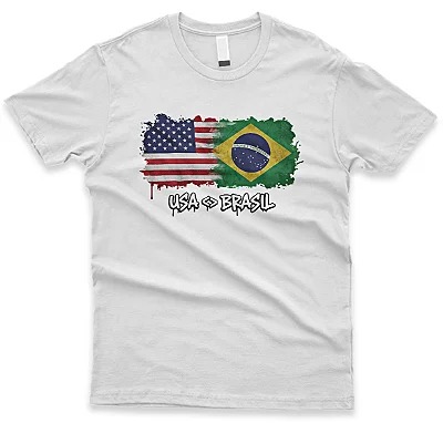 Camiseta USA Brasil Branca